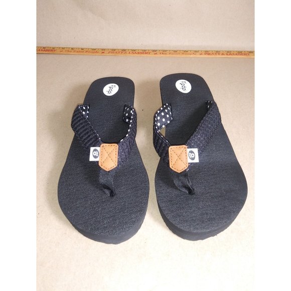 Floopi Wedge Sandals Flip Flops Black Size 10 - Picture 3 of 5